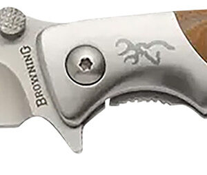 Browning 3220330 Wicked Wing  3.50" Folding Trailing Point Plain Satin 7Cr17MoV SS Blade Amber/Satin G10/SS Handle Includes Pocket Clip