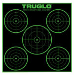 TruGlo TG11A25 Tru-See 5-Bull Target Self-Adhesive Heavy Paper Black/Green 12"x12" 5-Bullseye 25 Pack
