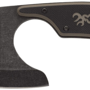 Browning 3220323 Cutoff  2.50" Fixed Skinner Plain Black Black Oxide Stonewashed 9Cr14MoV SS Blade, Black/Tan G10 Handle