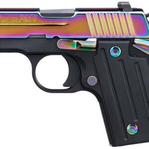 Sig Sauer 238380RBT2 P238  Micro-Compact Frame 380 ACP 6+1 2.70" Black Steel Barrel, High Polished Rainbow Titanium PVD Serrated Stainless Steel Slide, Black Anodized Alloy Steel Frame, Polymer Grip