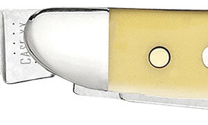 Case 00030 Peanut  2.10"/1.53" Folding Clip/Pen Plain Tumble Polish Chrome Vanadium Blade/Smooth Yellow Synthetic Handle