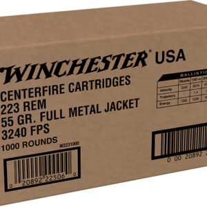 Winchester Ammo W2231000 USA  223Rem 55gr Full Metal Jacket 1000rds *Sold by Case