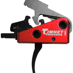 Timney Triggers 662S Targa Short Trigger  Two-Stage Curved Trigger with 2 lbs Draw Weight & Black/Red Finish for AR-Platform