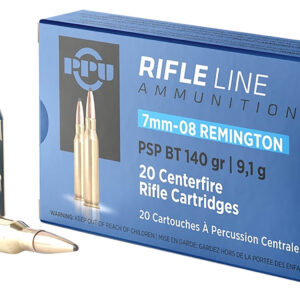 PPU PP708 Metric Rifle  7mm-08Rem 140gr Pointed Soft Point Boat Tail 20 Per Box/10 Case
