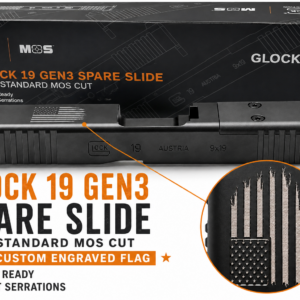 GLOCK  SLIDE ONLY SILVER DISTRESSED FLAG G19 (GEN3/MOS/FS) 79008 DTFLAG CAMFOUR EXCLUSIVE