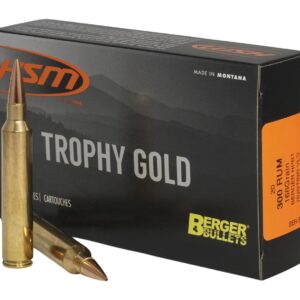 HSM 300HH168VLD Trophy Gold Extended Range 300 H&H Mag 168 gr Berger Hunting VLD Match 20 Per Box/ 20 Case