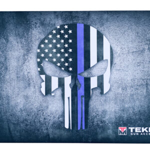TekMat TEK42BLUELINE Blue Line Punisher Door Mat Multi Color Rubber 42" Long Blue Line Punisher Skull