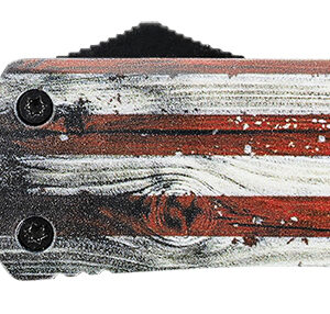 Templar Knife LWUS331 Gen II Wood US Flag Large 3.50" OTF Drop Point Plain Black Oxide Stonewashed 440C SS Blade, 5.25" Painted Wood Grain US Flag Aluminum Handle, Glass Breaker