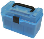 MTM Case-Gard H50RMAG24 Deluxe Ammo Box  300 Win Mag/7mm Rem Clear Blue Polypropylene 50rd