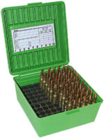 MTM Case-Gard R100MAG10 Deluxe Ammo Box Round Handle Multi Caliber Rifle Green Polypropylene 100rd