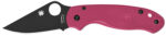 Spyderco C223PPNBK Para 3 Lightweight Breast Cancer EDC 2.93" Folding Plain Black DLC BD1N SS Blade, Pink Textured FRN Handle
