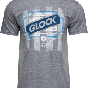 Glock AP96205 Blue Line Tee  Gray Ringspun Cotton/Polyester Short Sleeve Small