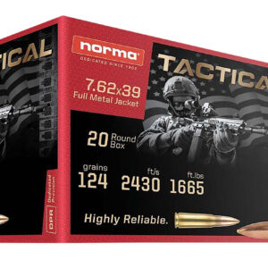 Norma Ammunition 295540020 Range & Training  7.62x39mm 124gr 20 Per Box/50 Case