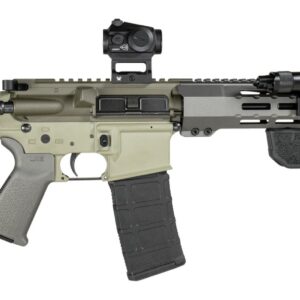 Shark Coast Tactical SCCSNKYSD556002 Sneeky Pete Deluxe 5.56 NATO 30+1 7.50" Threaded Barrel Aluminum Receiver w/Picatinny Rail, M-LOK Handguard, Polymer SB Tactical SBA3 Brace, Vortex Crossfire Red D