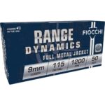Fiocchi Range Dynamics Handgun Ammunition 9mm Luger 115 gr FMJ 1200 fps 1000/ct